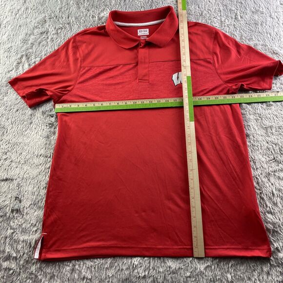 Wisconsin Badgers Polo Shirt Mens Extra Large Red White Performance Tech Bucky - Picture 4 of 7